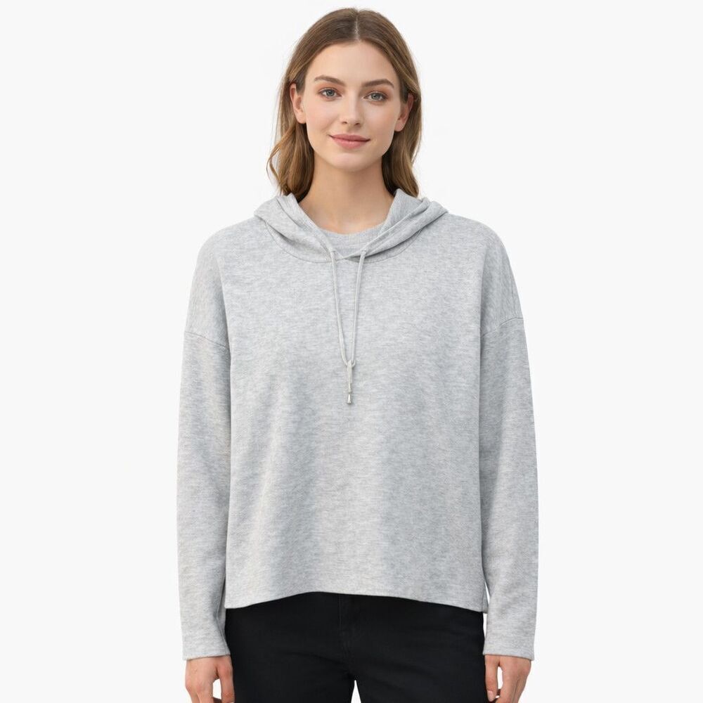 Cyrus Hoodie Womens Small Gray Soft Knit Long Sleeve Hooded Drawstring Pullover